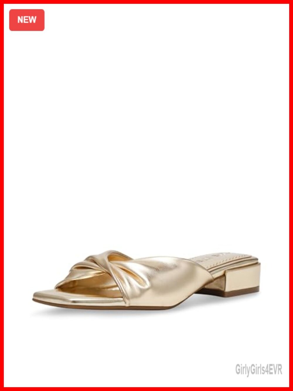 Anne Klein Lorena Square Toe Slip On Block Heel Dress Sandal for Women